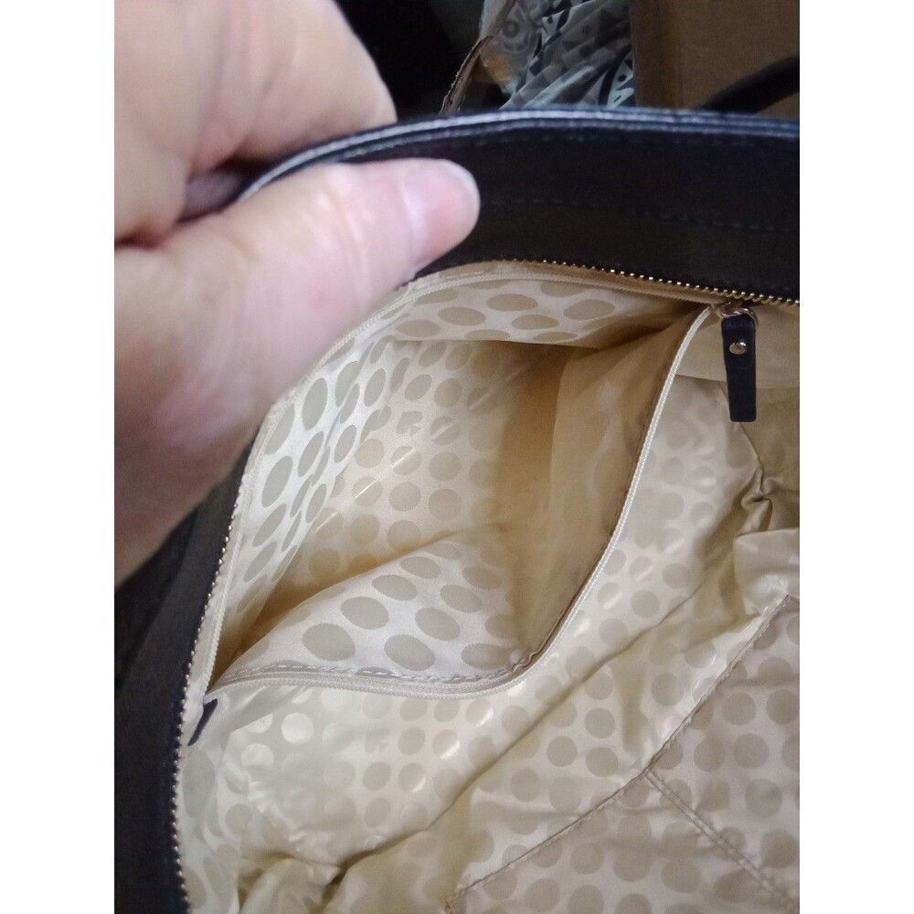 Kate Spade CA57710 Tote Bag Black Leather Gold Polka Dot Inside Shoulder Bag - Picture 8 of 11